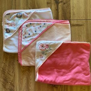 Hooded baby towels, set of three, 100% polyester